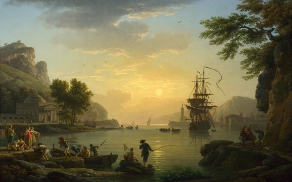 A Landscape at Sunset by Claude-Joseph Vernet Wall Art